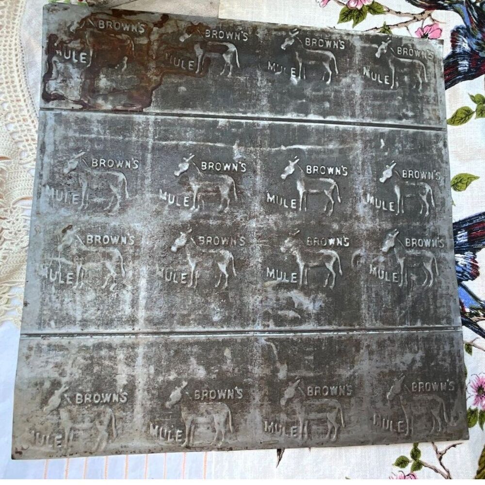 Brown's Mule tin tobacco mold printing plate antique 1920's